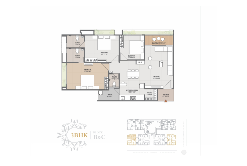  3BHK Unit Plan