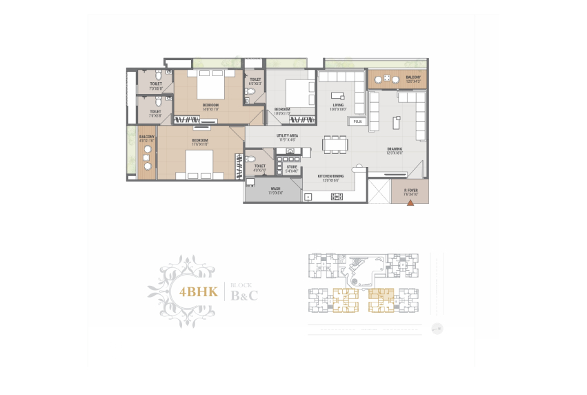  4BHK Unit Plan