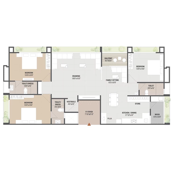 3.5BHK Unit Floor Plan